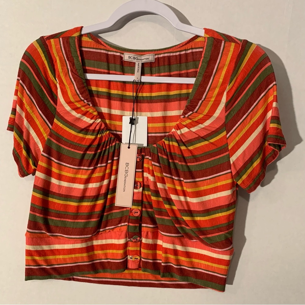 BCBGeneration Stripe Crop Tops Women’s Size S